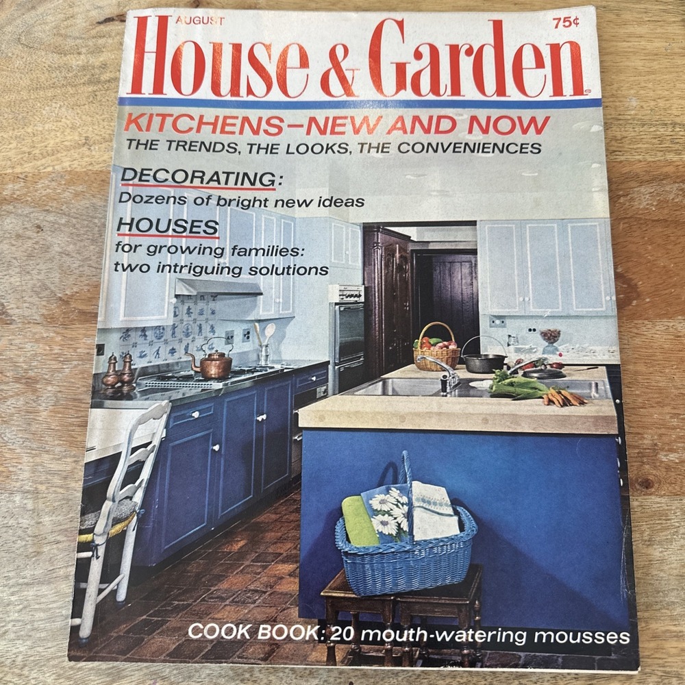 House & Garden Magazine August 1968 Kitchen Trends w/ Advertising MCM Vintage